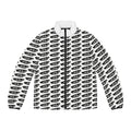 Men's Patterned Puffer Jacket — Black White Graphic All-Over Print